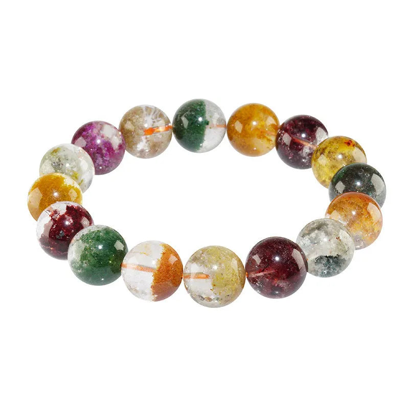 Colourful ghost cornucopia crystal bracelet with 10mm beads in ethnic retro style