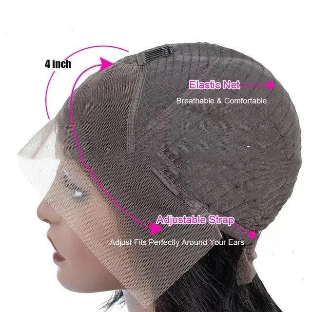 A woman wearing a star fashion style human hair lace front wig with a 4x4 lace hairline.