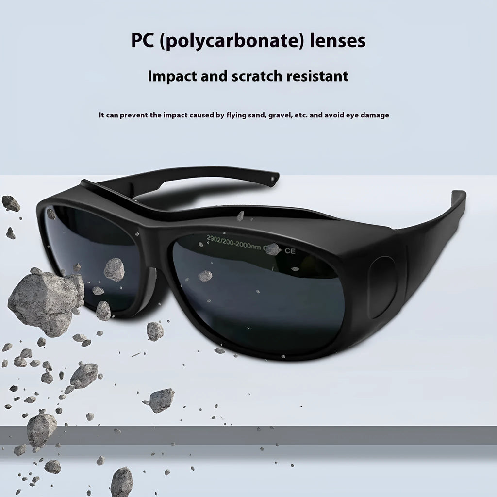 200-2000nm wavelength laser welding protection goggles with polycarbonate construction and protective cloth