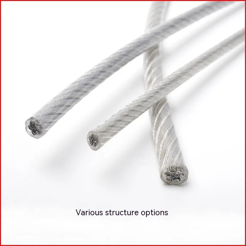 Close-up of black coated 304 stainless steel multi-strand security cable for anti-theft use.