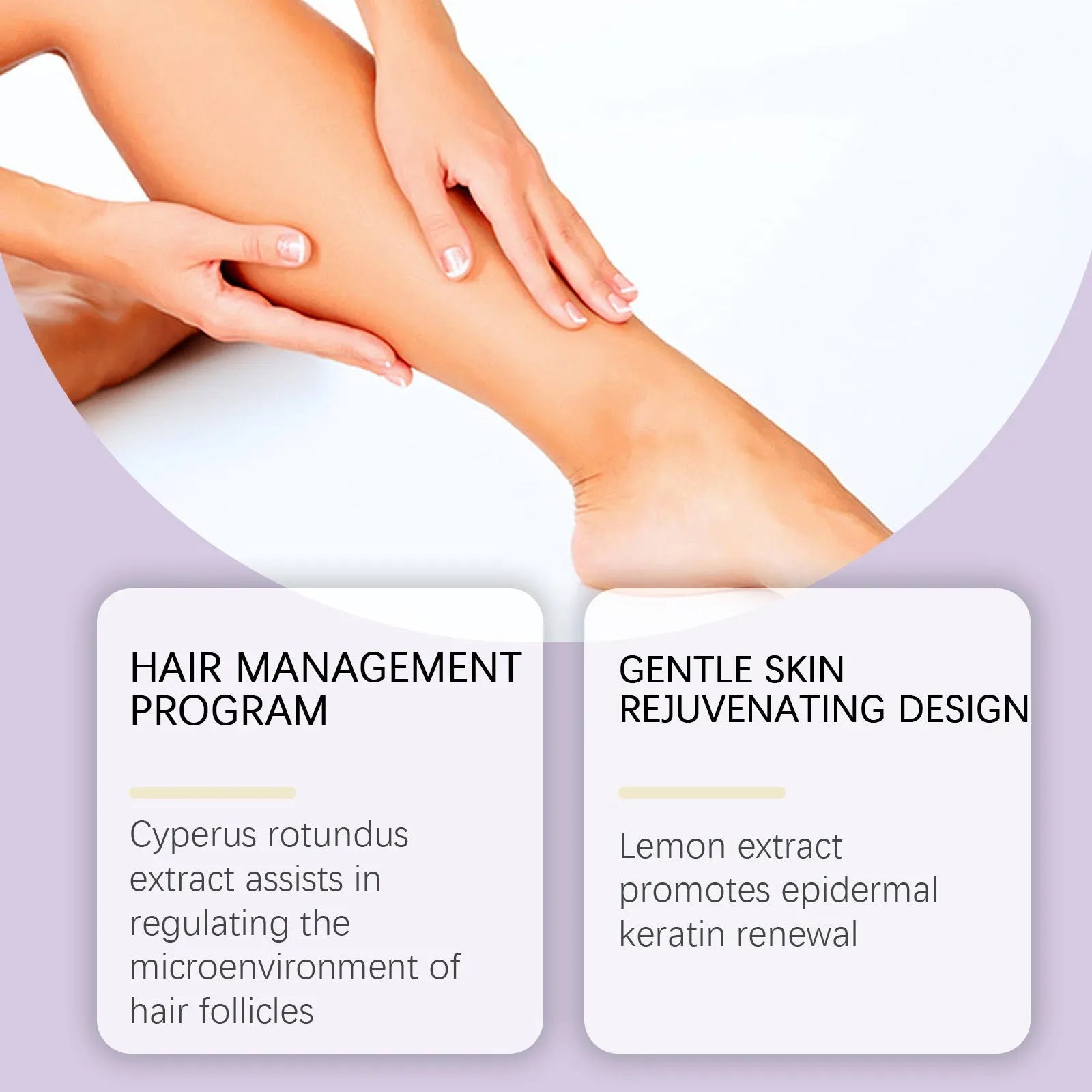 60ml bottle of fragrant hair removal treatment oil with natural botanical extracts