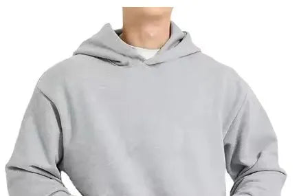 Men's fleece-lined cotton hoodie sweatshirt with wool lining in solid colour options