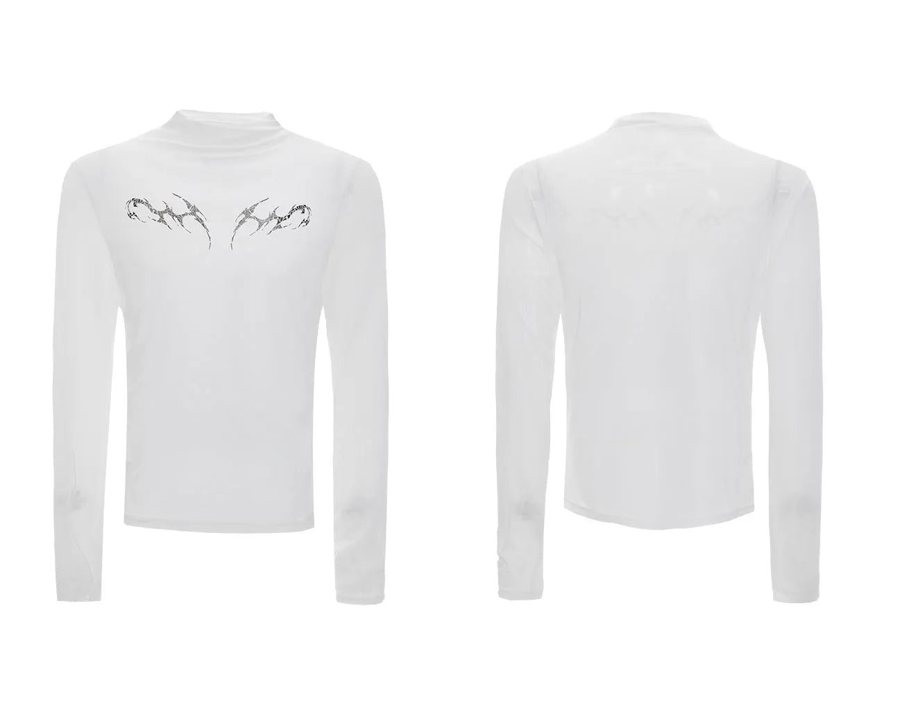 Man wearing a black slim fit long sleeve ice-feel top made from polyester and spandex blend.