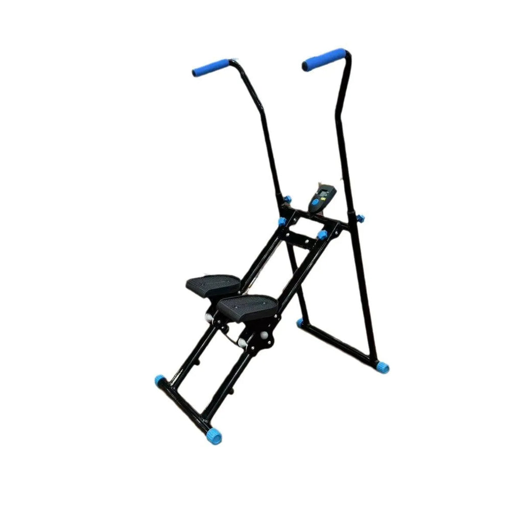 Starlight white foldable treadmill with integrated climbing frame for home fitness