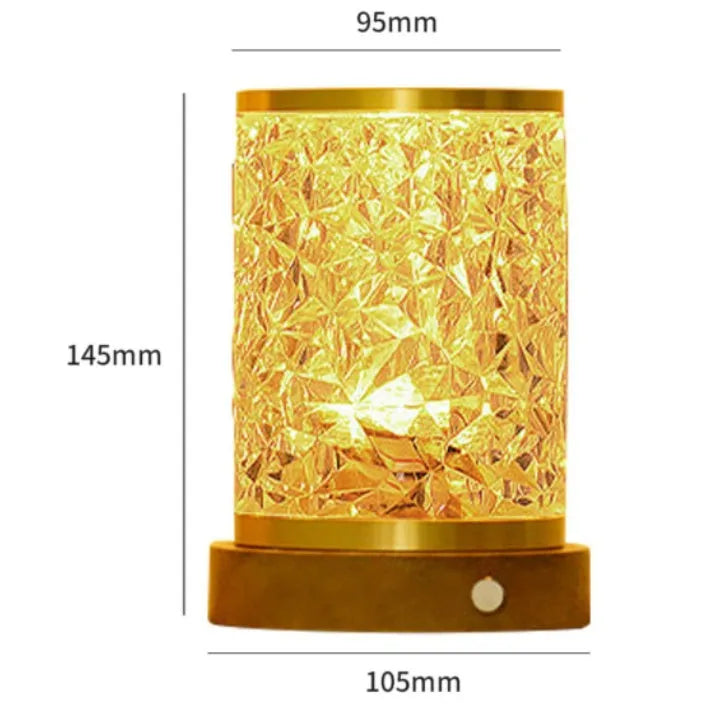 Rotating water ripple night light with acrylic shade and wooden base showing colourful lighting mode
