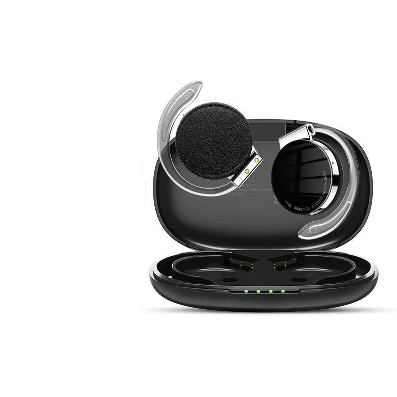 Black and white wireless Bluetooth sports earphones with bilateral stereo design