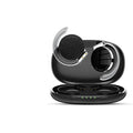 Black and white wireless Bluetooth sports earphones with bilateral stereo design