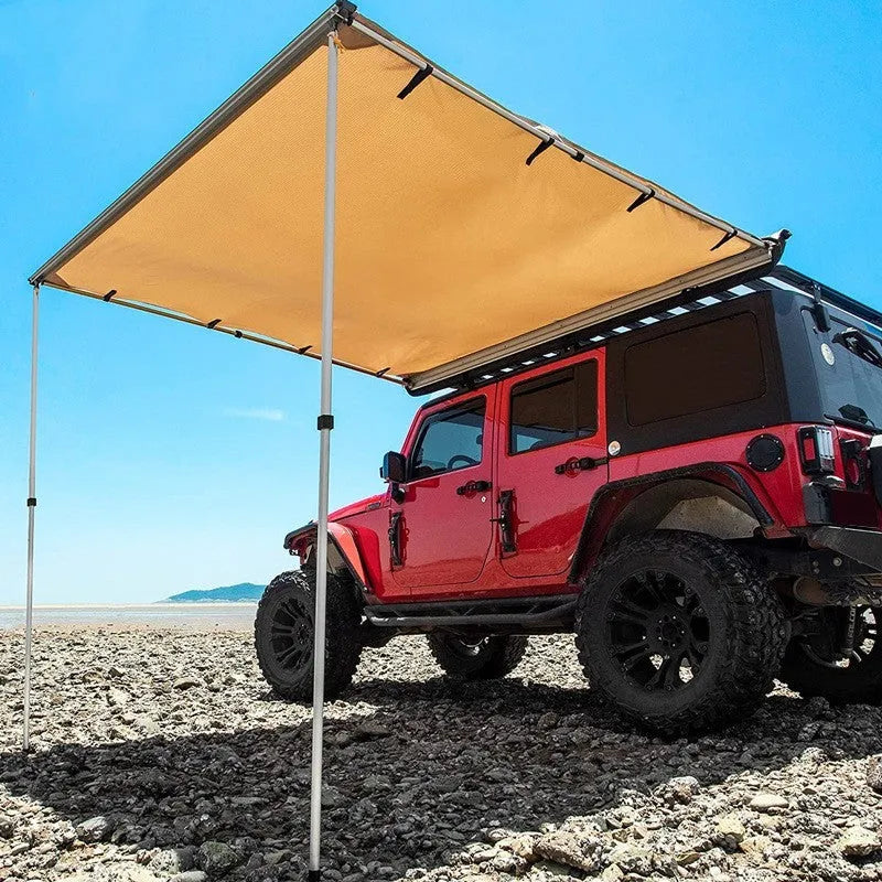 Two-bedroom camping tent with aluminium poles set up outdoors