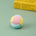 Handmade cat toy with hair ball and plush cotton ball measuring 5cm in blue powder colour