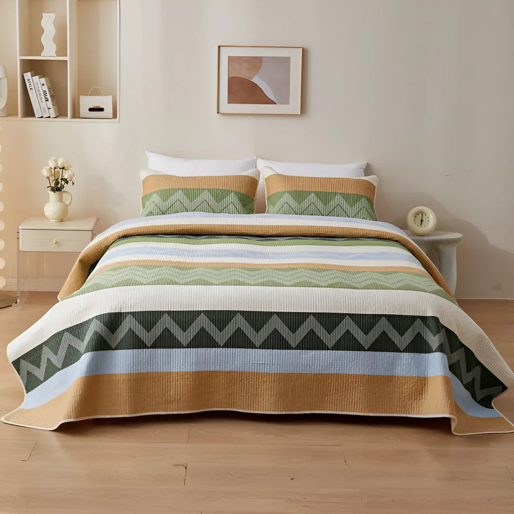Pure cotton printed bed sheet three-piece set for 2.2 metre beds in modern simple style