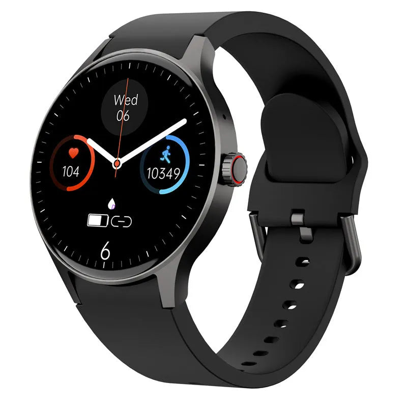 Bluetooth sport watch with 46mm diameter case and 1.43-inch circular touch screen display