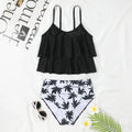 Women's high waist double-layer swimsuit briefs in a printed design.