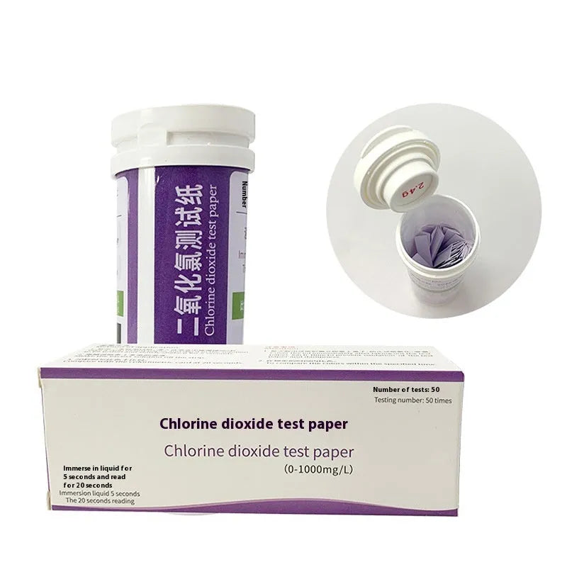 Chlorine dioxide test paper bottle with 50 pieces for waste water concentration detection 0-1000mg/L