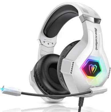 Thunder Wear gaming headset with microphone, LED lighting, and 1.8 metre cable in black with blue accent colour