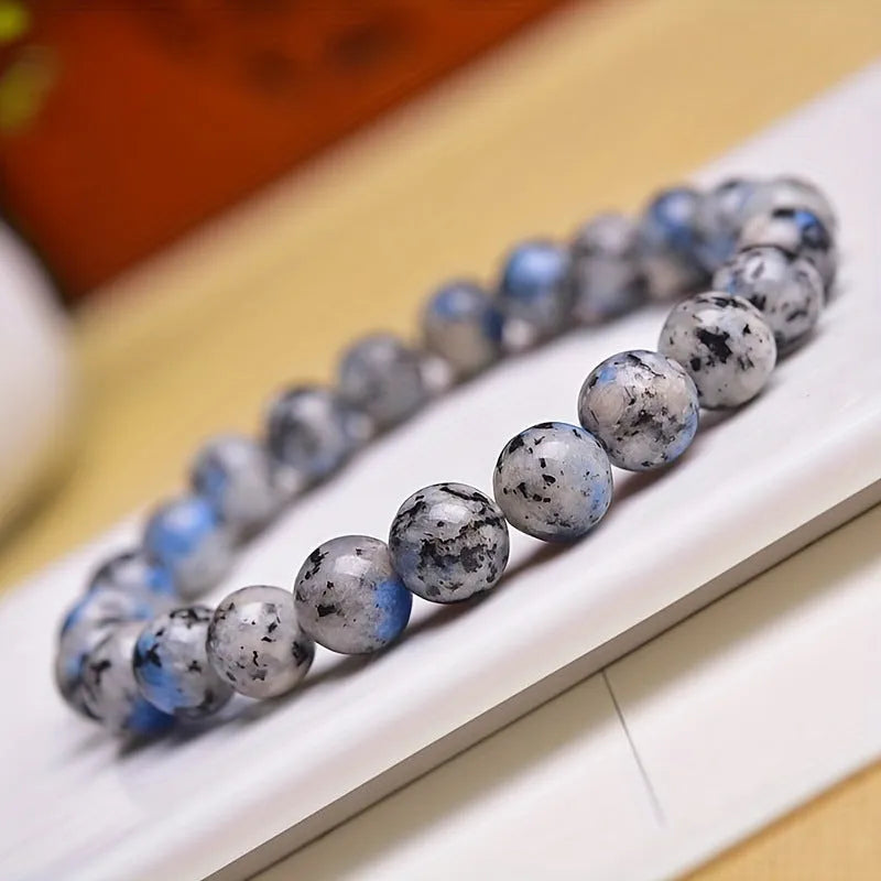 Handmade geometric bracelet made from natural K2 azurite stone beads.