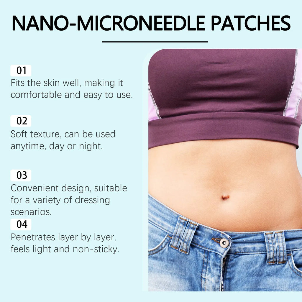 Four body firming microneedle patches with adhesive backing for targeted skincare application