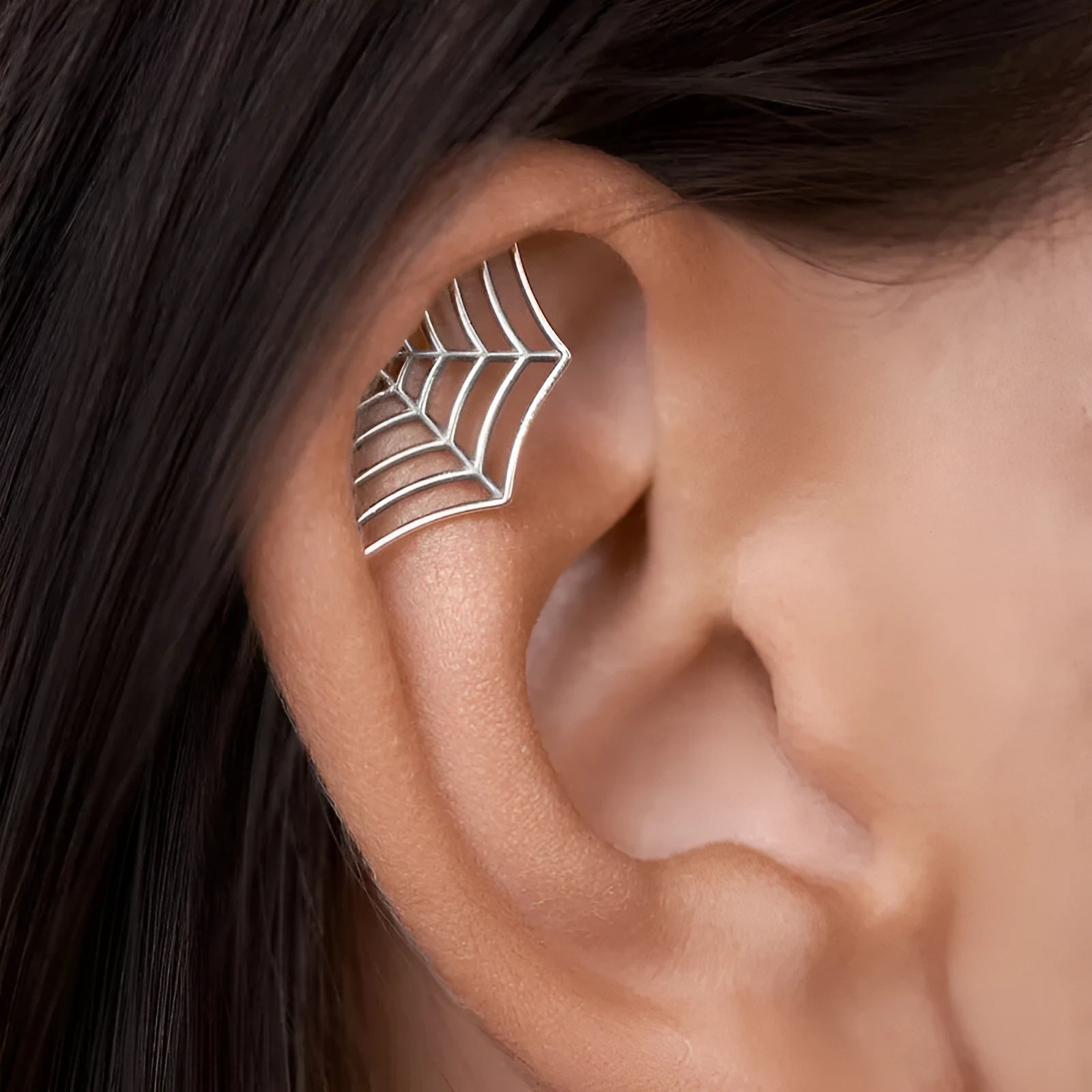 Spider web stud earrings geometric mesh design electroplated gold silver metal jewellery