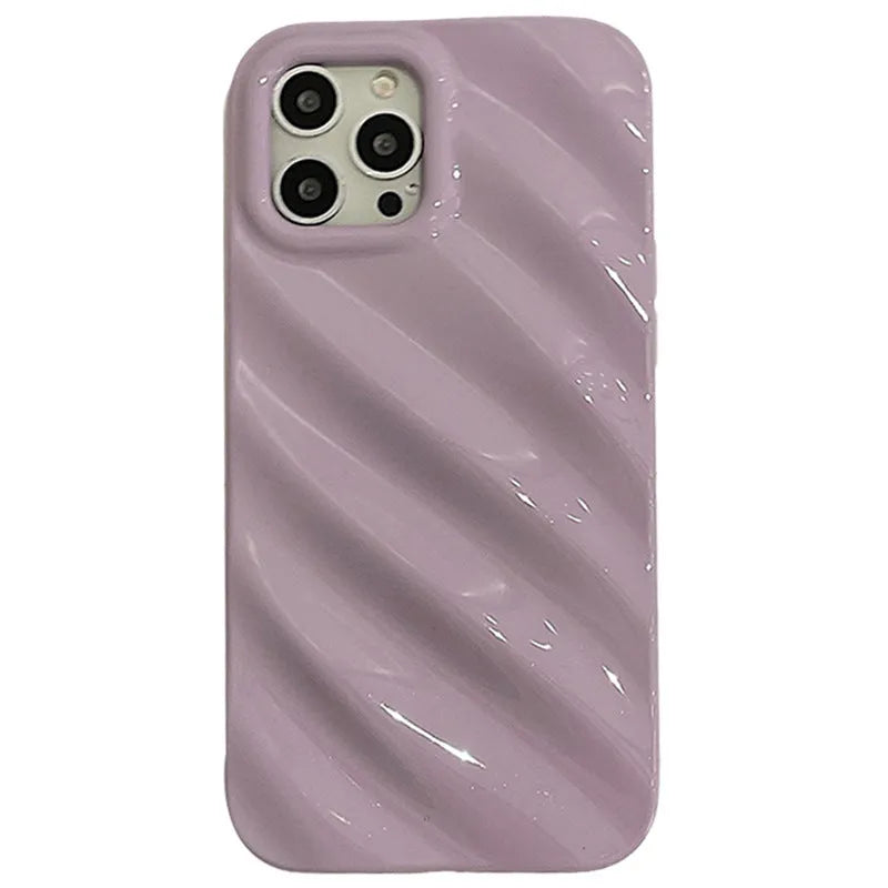 Nordic style pleated silicone iPhone case in silver with laser etching detail.