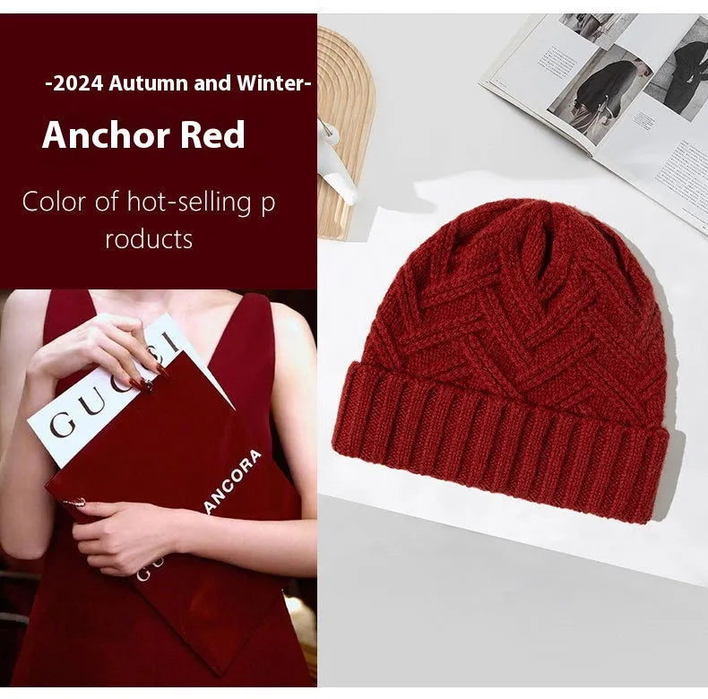 Wool knitted women's hat with dome crown design in multiple colour options