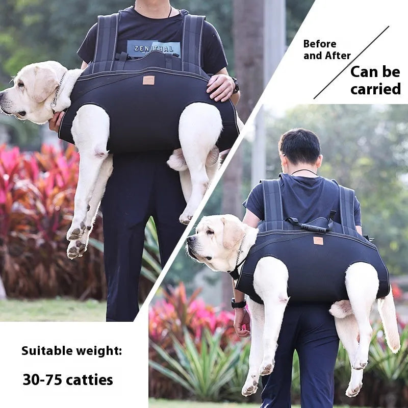 Black Oxford cloth dog backpack carrier for medium and large pets in three size options