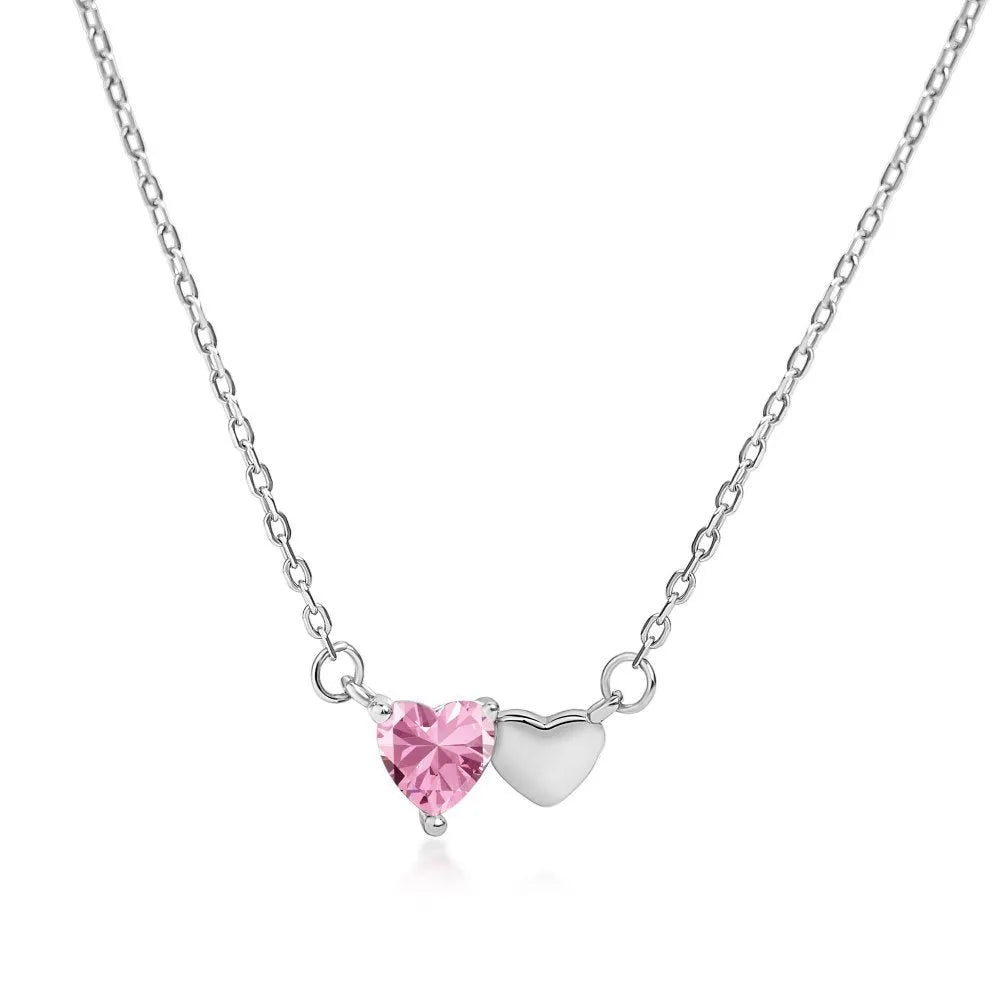 925 sterling silver heart pendant necklace with emerald zircon and peach heart for women in gold finish