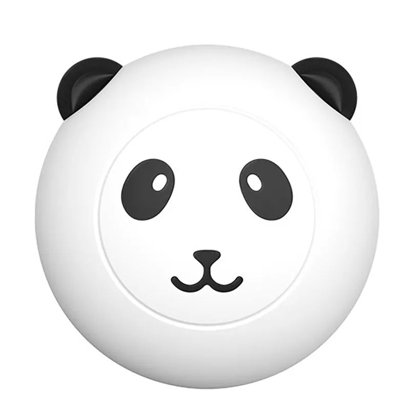 Panda-shaped silicone pet bath brush in blue for washing cats and dogs.
