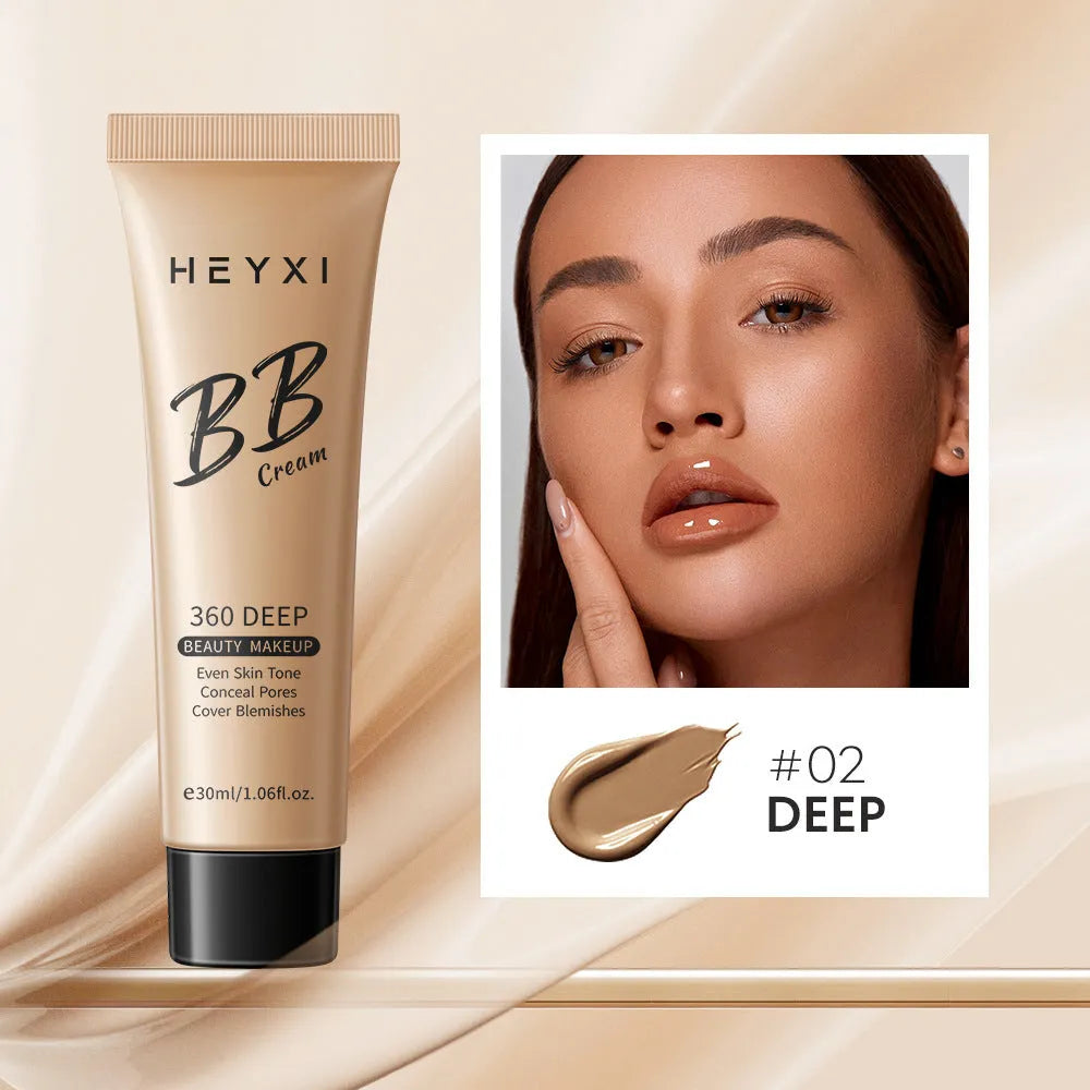 Waterproof sweat-proof BB cream in four colour shades 01 to 04 for all skin types