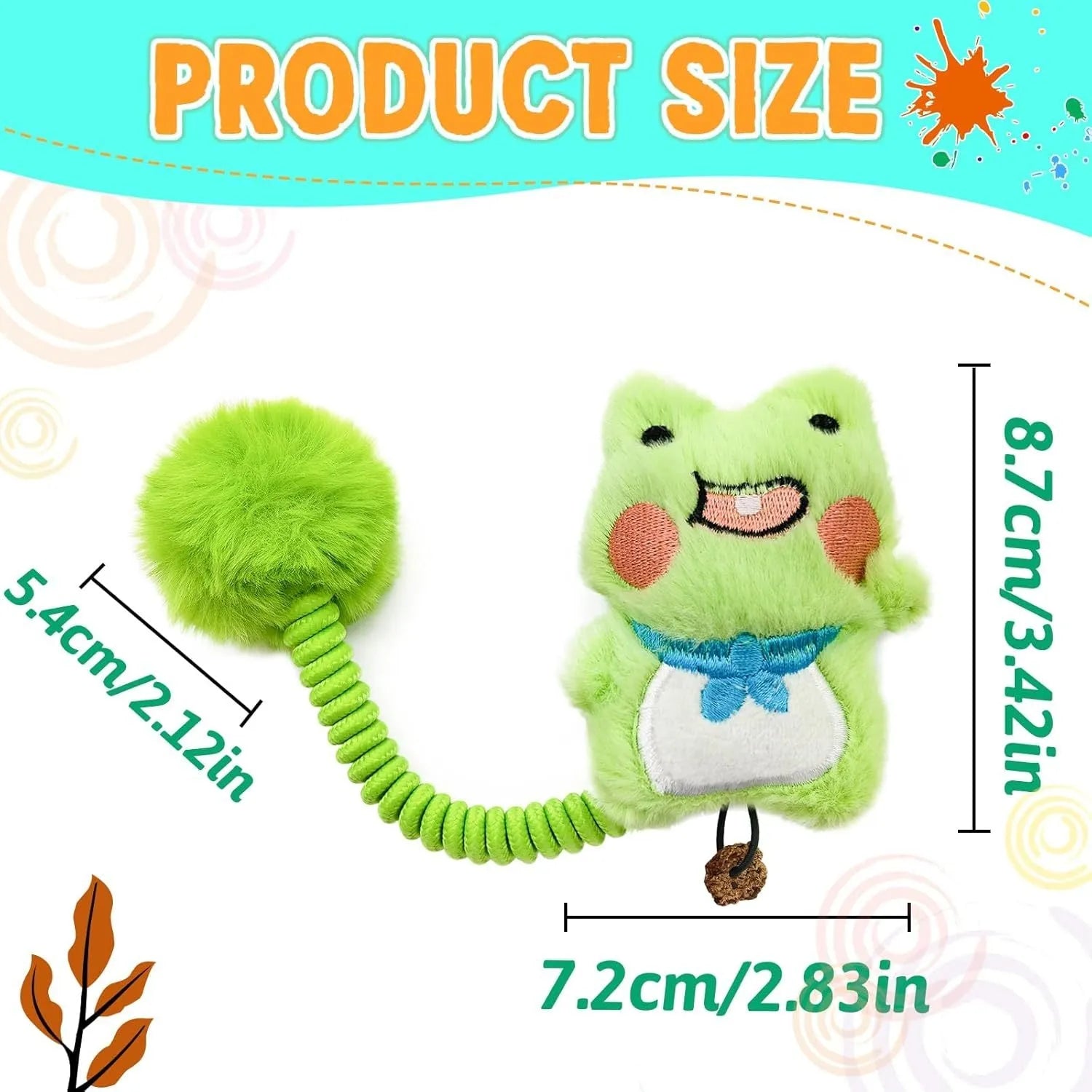 Plush cat toy with silvervine fruit, flexible spring, and fuzzy ball in animal design options