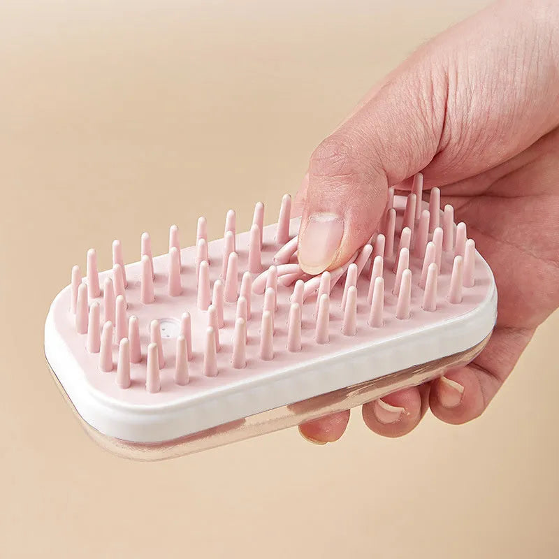 Silicone pet bath massage brush in grey or pink for dog and cat grooming