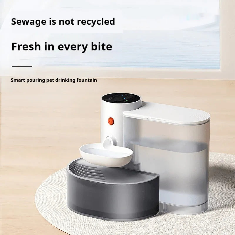 Dump rechargeable cat water fountain with 3L tank and automatic water feeder for wireless pet hydration