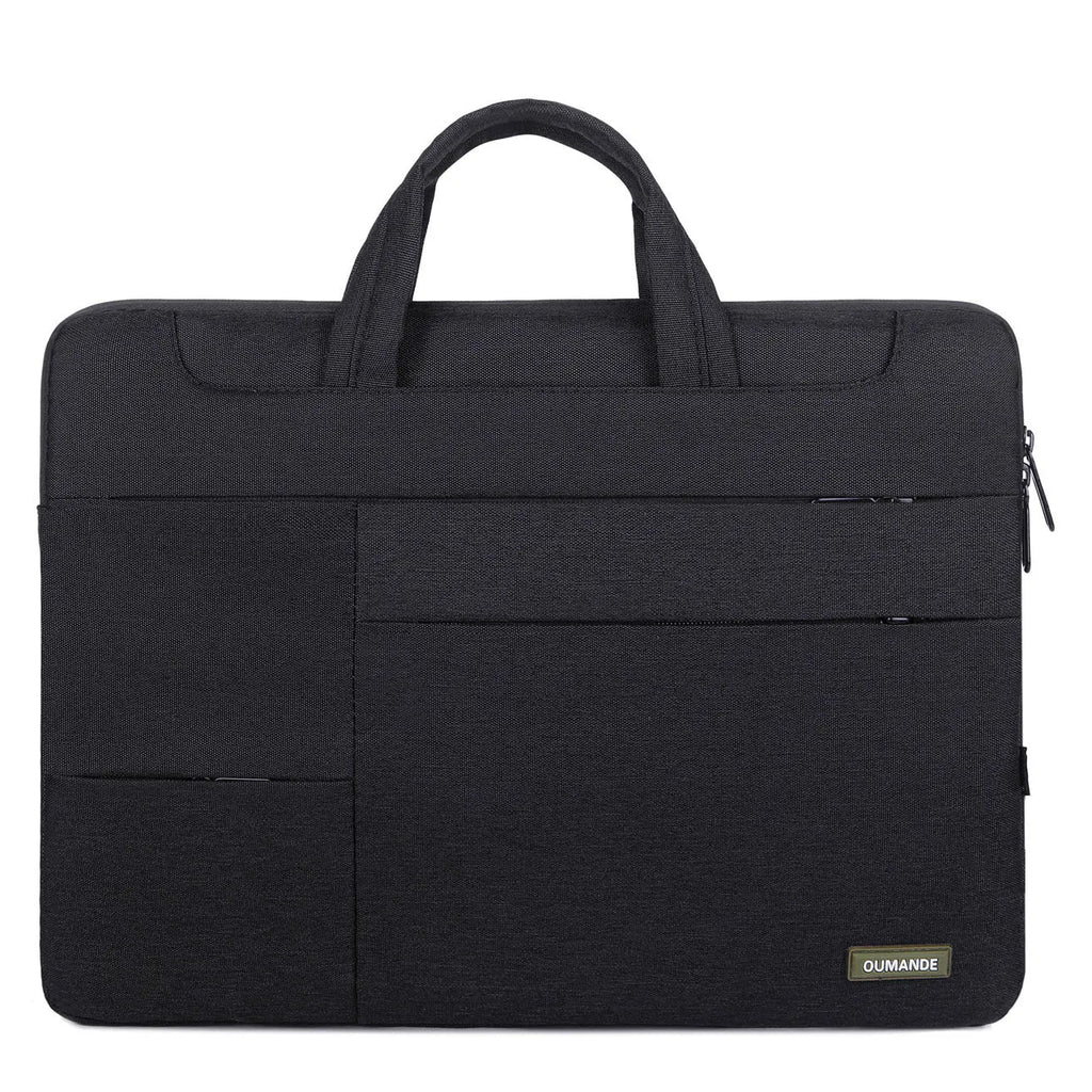 Solid-colour 15.6-inch waterproof laptop bag made from Oxford cloth, shown in dark grey.