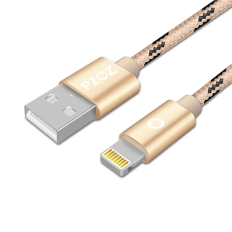 MFI certified Apple Lightning charging cable in grey or silver, 1 metre length