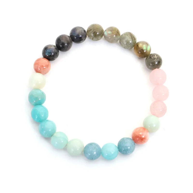 Bohemian style necklace and bracelet set with colourful stone drop pendants and tassel accents