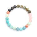 Bohemian style necklace and bracelet set with colourful stone drop pendants and tassel accents