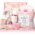 Aromatherapy gift set with candle, soap and bath products in modern plastic box