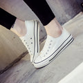 Women's solid colour canvas summer shoes in casual style with breathable upper material