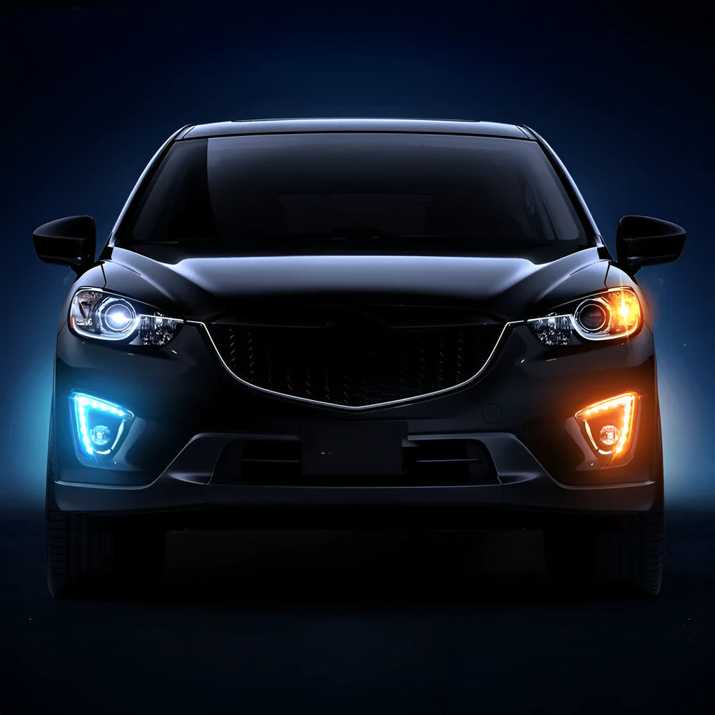 Pair of Mazda CX-5 LED daytime running light units with electroplated finish