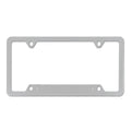 Aluminium alloy licence plate frame for American cars in black and silver oxide colours showing three hole pattern options