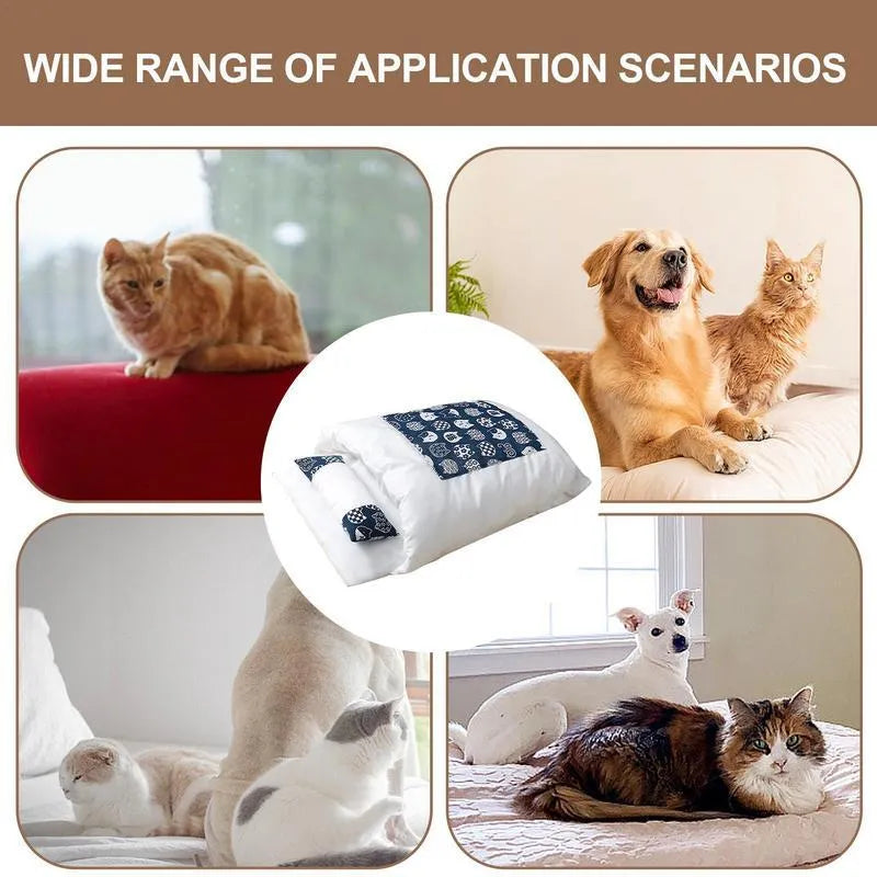 Grey enclosed winter cat bed with removable cover and pillow, shown in large size for dogs up to 11 kg.