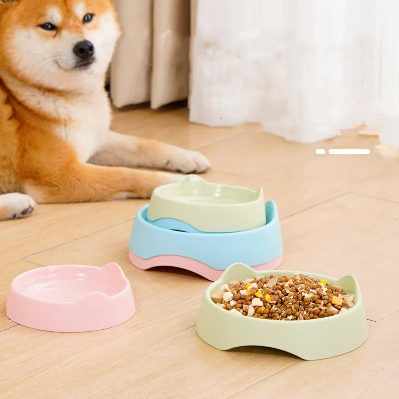 Blue ceramic dog slow feeder bowl with puzzle maze design for portion control