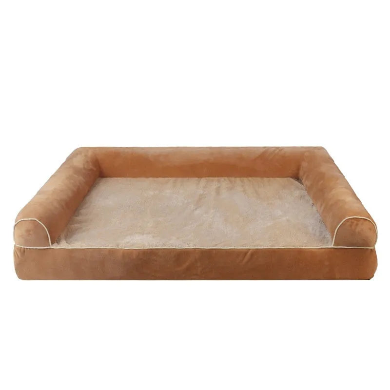Square cloth dog bed with sponge foam padding in blue colour