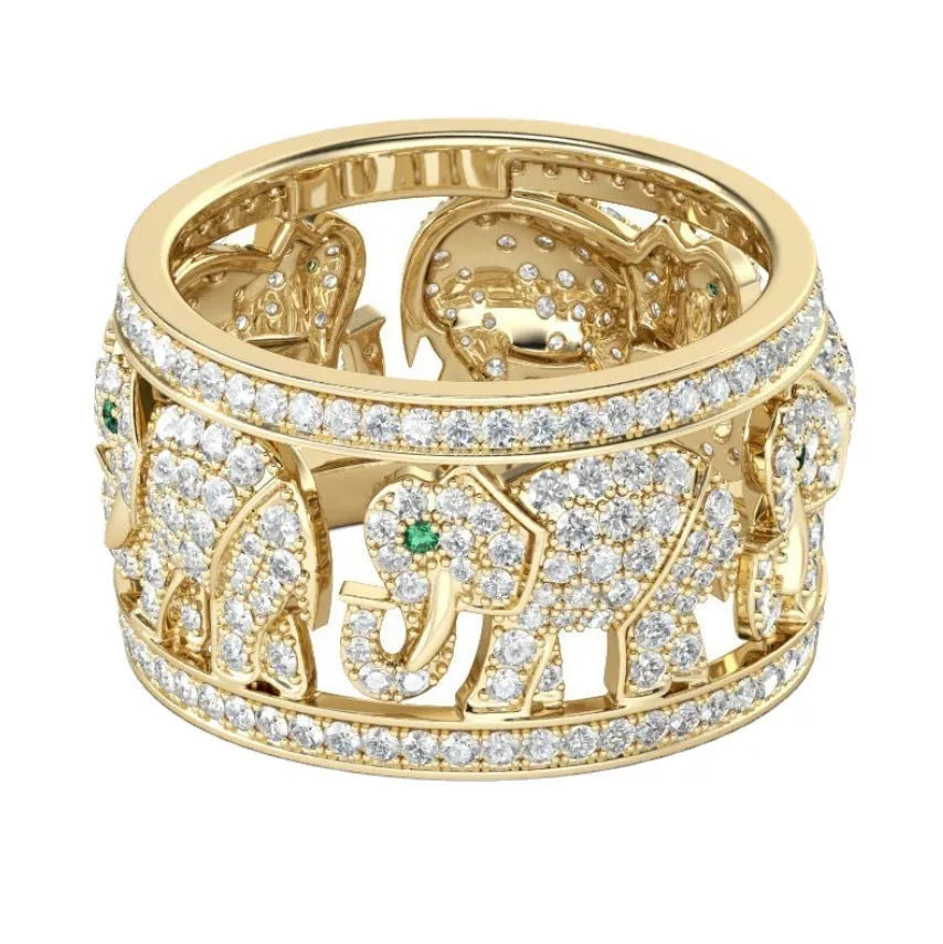 Alloy elephant ring with full diamond design in AJZ1935 or AJZ141 colour on a size 6-10 UK finger.