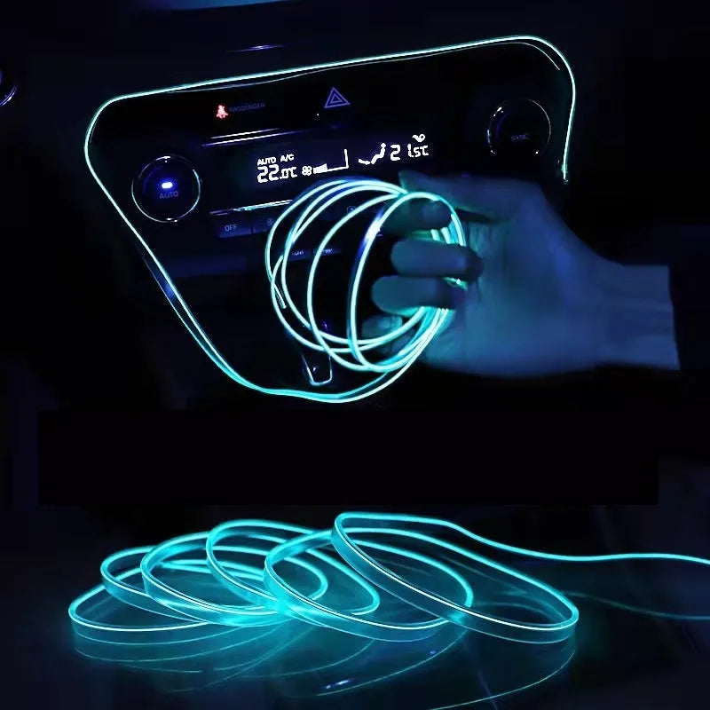 6-metre USB car ambient light cable in ten colour options for vehicle interior installation