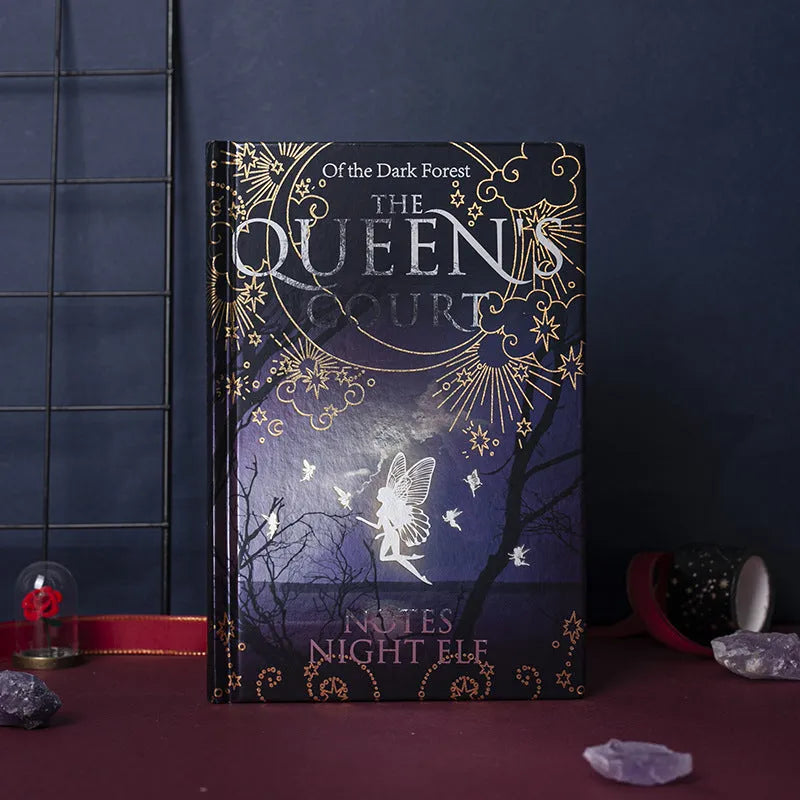 A5 luminous hardcover notebook with full-colour illustrated pages, available in blue and purple colours