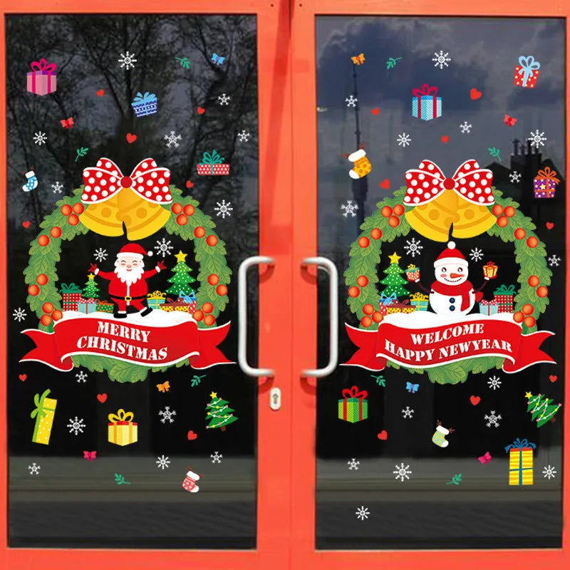 Christmas electrostatic window sticker with cartoon design, 60×45cm PVC material