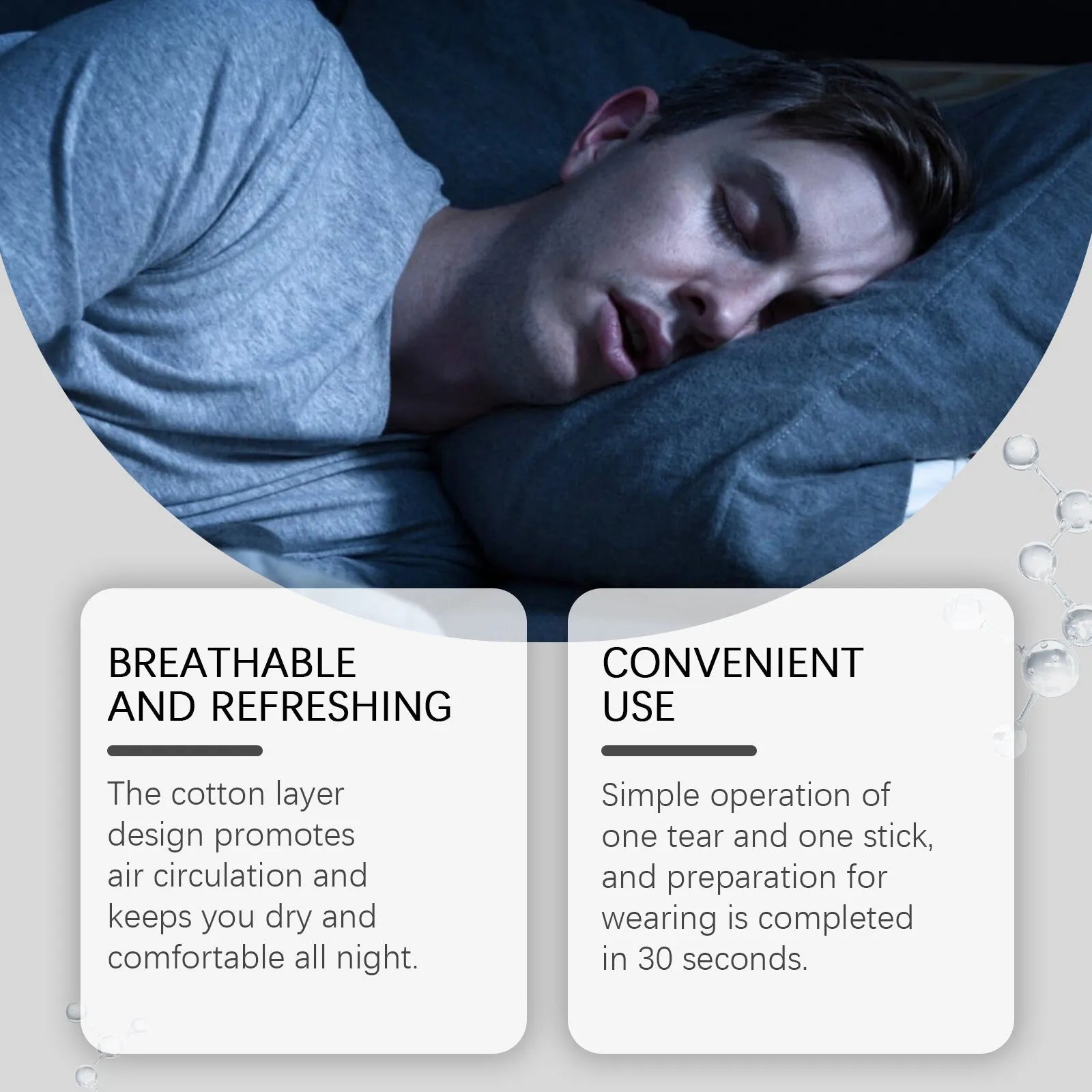 Pack of 30 transparent adhesive anti-snoring nasal strips for comfortable sleep