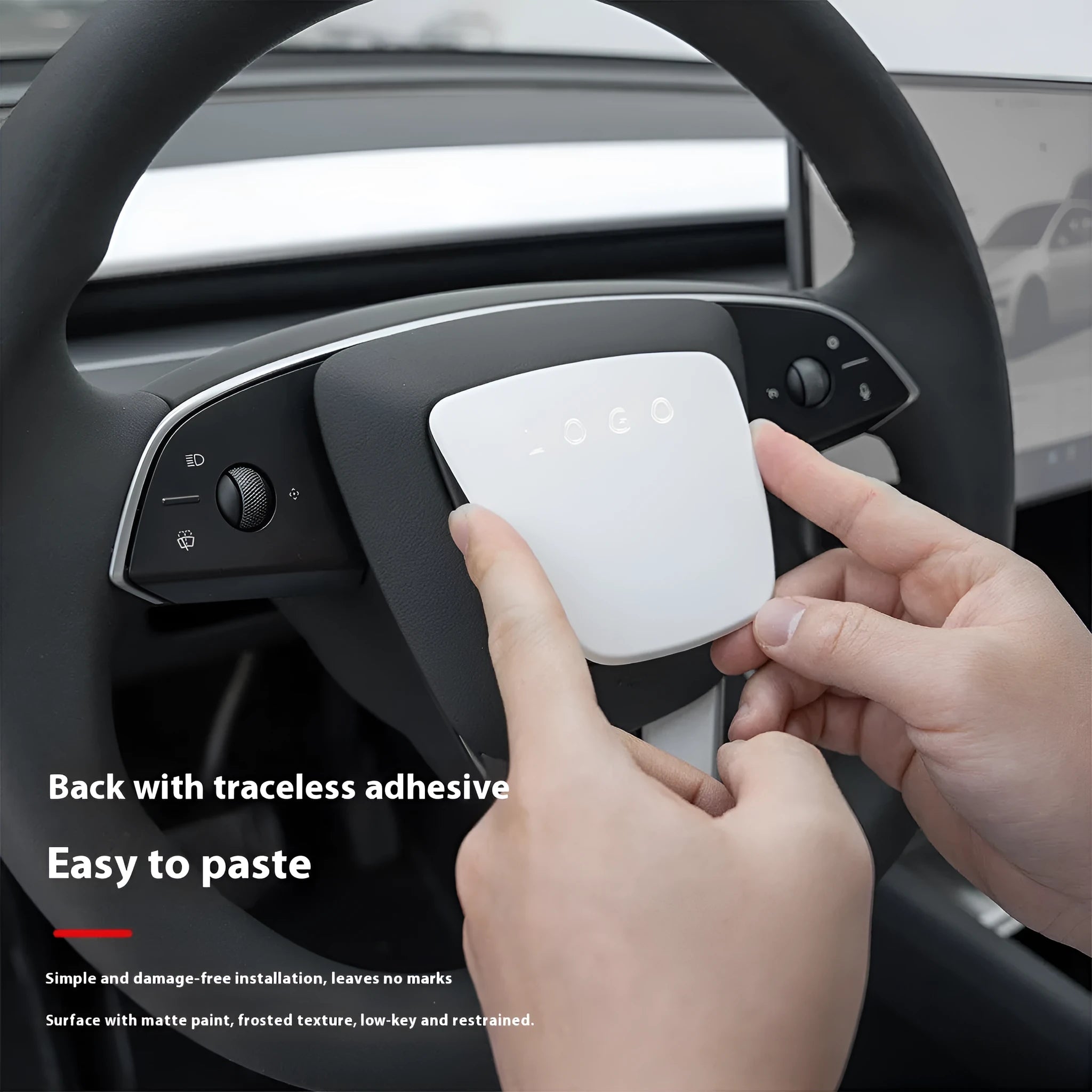 White plastic ABS steering wheel protective patch for interior renewal