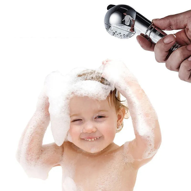 Silver ABS plastic pet shower head with gentle flow non-pressurized design