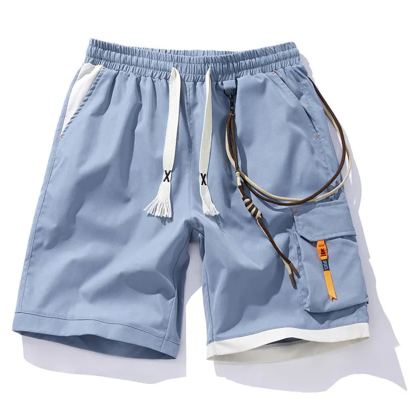 Men's plus size straight-leg cropped sports shorts in bamboo fibre fabric, shown in coffee colour