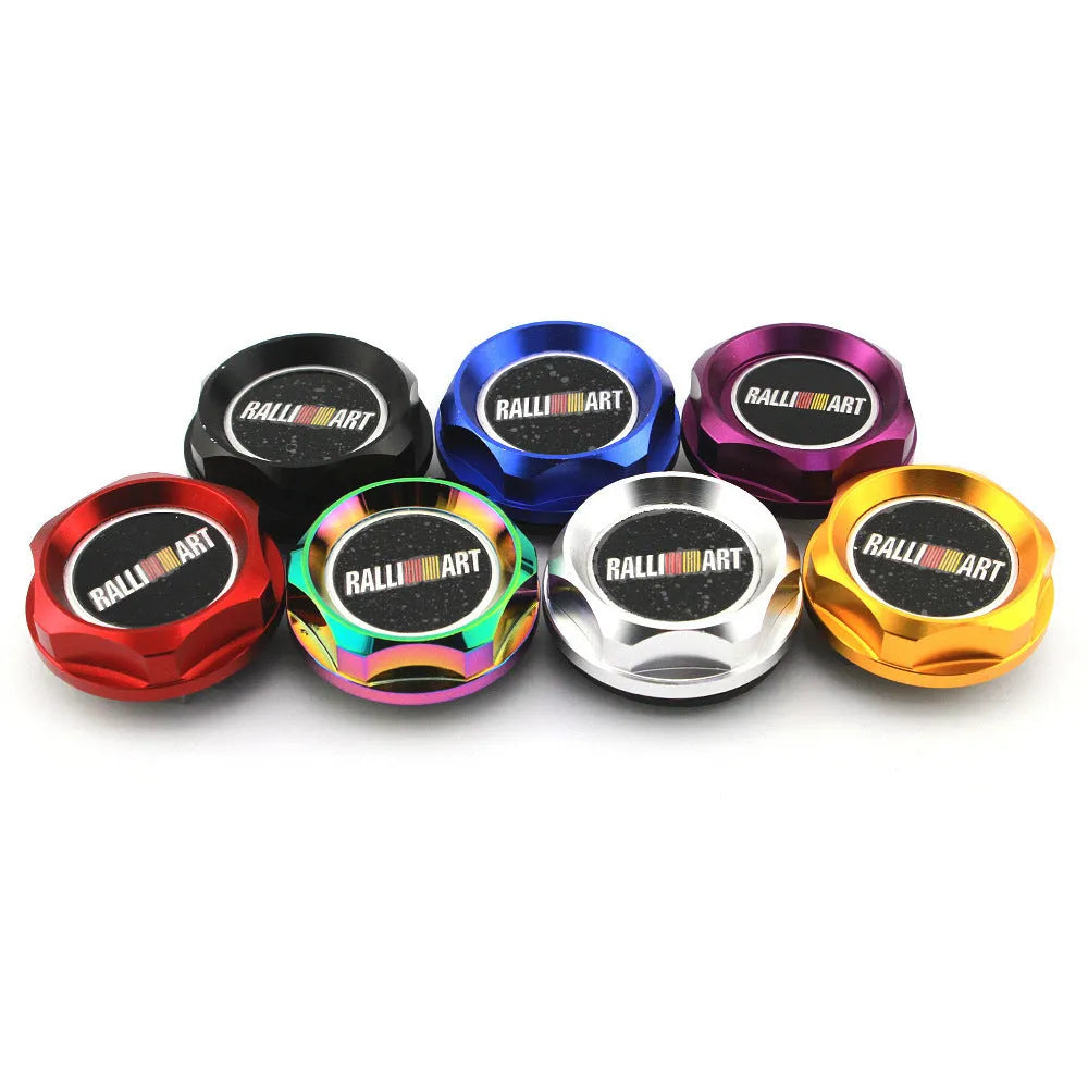 Aluminium alloy oil filter cap for Mitsubishi cars in one of six colour options.